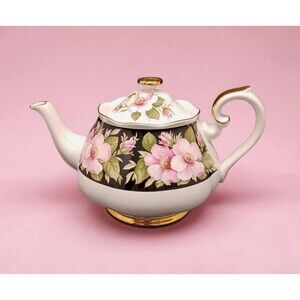 Pristine Royal Albert Alberta Rose Teapot Provincial Flowers Vintage Bone China